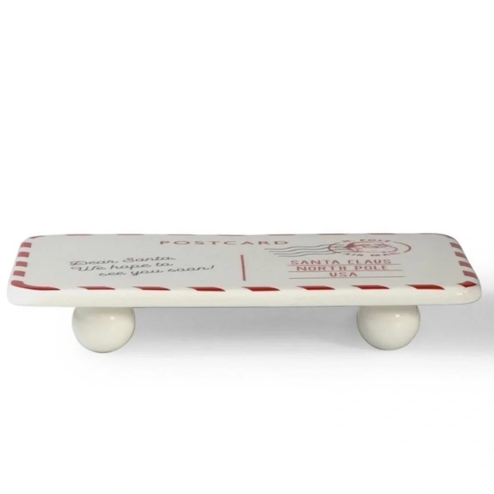Target Bullseye Playground Dear Santa PostCard Ceramic Christmas Cake Stand